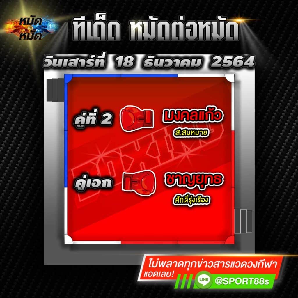 ทีเด็ดแชมเปี้ยนส์ ศึกจ้าวมวยไทย 11/12/21